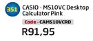 Casio MS10VC Desktop Calculator Pink(CAMS10VCRD)