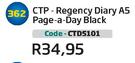 CTP Regency Diary A5 Page A Day Black CTD5101
