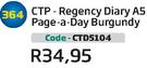 CTP Regency Diary A5 Page A Day Burgundy CTD5104