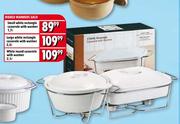 Ribbed White Round Casserole With Warmer-2.1Ltr