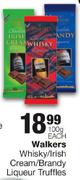 Walkers Whisky/Irish Cream/Brandy Liqueue Truffles-100g Each