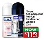 Nivea Anti-Perspirant Roll-On for Men and Women-50ml Each
