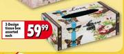 3-Design Tissue Box Assorted Each