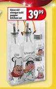 Glass Oil/Vinegar/Salt/Pepper Kitchen Set
