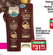 Gliss Shampoo Or Conditioner-250ml Each