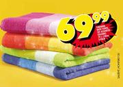 Cabnna Bath Towel Set Assorted Colours-70 x 140cm-2's Pack