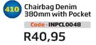 Chairbag Denim 380mm With Pocket INPCL0048