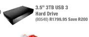 3.5" 3TB USB 3 Hard Drive (80540)