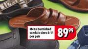 Mens Burnished Sandals Sizes 6-11-Per Pair