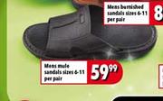 Mens Mule Sandals Sizes 6-11-Per Pair