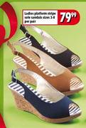 Ladies Platform Stripe Sole Sandals Sizes 3-8-Per Pair