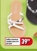 Ladies Crossover Sandals Sizes 3-8-Per Pair