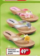 Girls Fashion Sandals Sizes 10-2-Per Pair