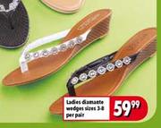 Ladies Diamante Wedges Sizes 3-8-Per Pair