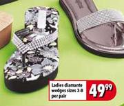 Ladies Diamante Wedges Sizes 3-8-Per Pair