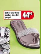 Ladies Glitz Thong Sandals Sizes 3-8-Per Pair