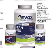 Evox Lean Pro Diet Protein Value Pack 1.9 Kg + 20 Cfa Softgels + 30 Hydro Heat Hardcore Capsules