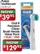 Oral B Precision Clean Brush Heads Value Pack 3 Plus 1 Free