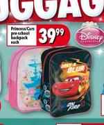 Princess/Cars Pre School Backpack-Each