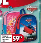Princess/Cars Medium Backpack-Each