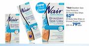 Nair Brazillian Spa Clay Products 20 Body Wax Strips Or Shower Power Cream-200ml Each