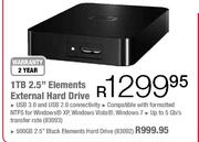 WD 1TB 2.5" Elements External Hard Drive 