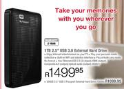WD 500GB 2.5" USB 3 Passport External Hard Drive