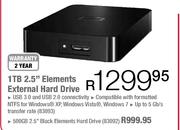 WD 500GB 2.5" Black Elements Hard Drive