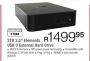 WD 2TB 3.5" Elements USB 3 #xternal Hard Drive