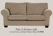 Polo 2 Division Sofa In Cord Ivary Or Desert Storm Fabric
