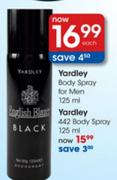 Yardley Body Spray for Men-125ml each