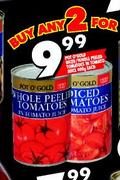 Pot O' Gold Diced/Whole Peeled Tomatoes in Tomato Sauce-2 x 400g each