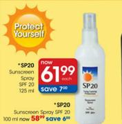 SP20 Sunscreen Spray SPF 20-100ml