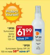  SP20 Sunscreen Spray SPF 20 125ml-Each