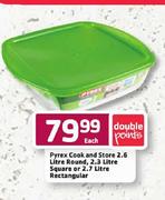 Pyrex Cook and Store 2.6 Ltr Round, 2.3 Ltr Square or 2.7 Ltr Rectangular-each