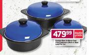 Cordon Blue 3-Piece Cast Iron Cookware (Red or Blue Lids)-per set