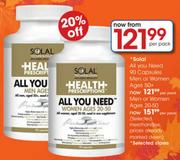 Solal All You Need 90 Capsules Men Or Women Ages 50+ Per Pack 