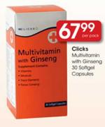 Clicks Multivitamin With Gineseng 30 Softgel Capsules Per Pack 