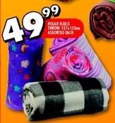 Polar Fleece Throw 127 x 152cm Assorted-Each 