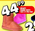 Infants Eskimo Boots Size 4-9-Per Pair