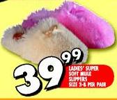 Ladies' Super Soft Mule Slippers Size 3-8-Per Pair