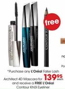 L'Oreal False Lash Archtect 4D Mascara + Free L'Oreal Contour Khol Eyeliner-Each