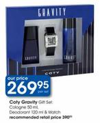 Coty Gravity Gift Set Cologne Deodorant & Watch-50ml/120ml-Per Set