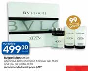 Bvlgari Man Gift Set Aftershave Balm, Shampoo & Shower Gel And Eau De Toilette-75ml/60ml-Per Set