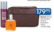 Revlon Gift Set Pub Cologne & Deodorant In Toiletry Bag-75ml/125ml-Per Set