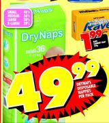 Drynaps Disposable Medium Nappies-36's Per Pack