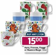 Aura,Firenze,Fiuggi Or Nuance Mugs 12oz-2's