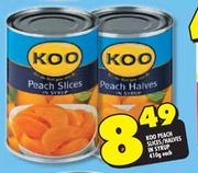Koo Peach Slices/Halves In Syrup-410g Each