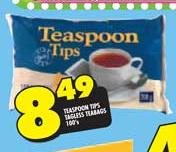 Teaspoon Tips Tagless Teabags-100's