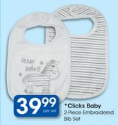 Clicks Baby Embroidered Bib Set-2 Piece